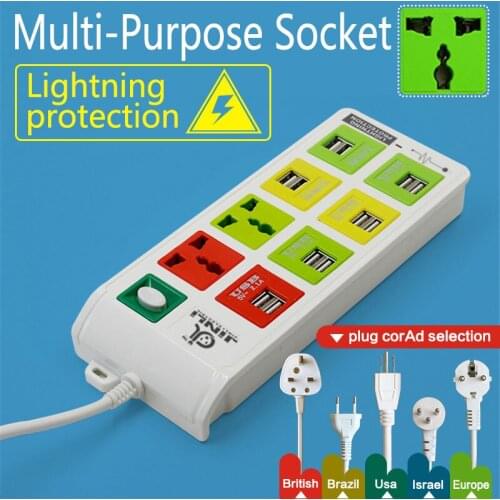 Smart Socket 2 Outlet+12 USB Outputs Power Strip with Lightning protection