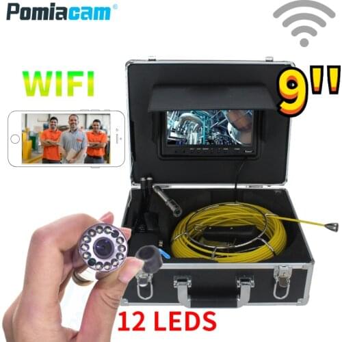 WP90A 9" Wireless WiFi 20/50/100M Pipe Inspection Video Camera,Drain Sewer Pipeline Industrial Endoscope Support Android/IOS