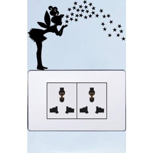 Fairy With Stars Bedroom Livingroom Decor Wall Sticker Switch Decal Vinyl 6SS0307