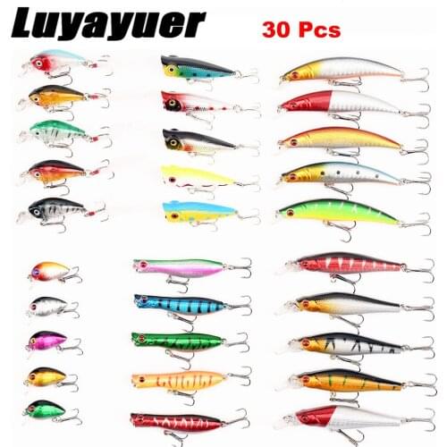 30Pcs Laser Fishing Lure Floating Minnow Wobbler Professional Baits Fishing Lure Kits Hard ARTIFICIAL LURES FISHING LURES Set