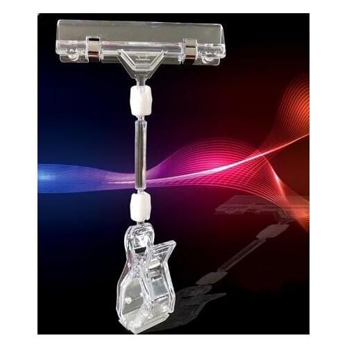 Clear POP Plastic Display Sign Signage Paper Card Price Label Tag Holder Advertising Clips With Rubber Lining 500pcs