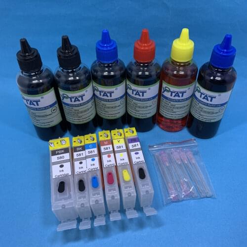 YOTAT Refillable Ink Cartridge PGI-580 CLI-581 PGI580 for Canon PIXMA TR7550 TR8550 TS6150 TS6151 TS8150 TS8151 TS8152 TS9150