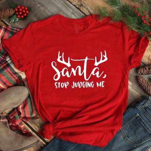 Santa Deer Antlers Print Women Christmas T-shirt Short Sleeve Harajuku XMAS Graphic T Shirts Festival Gift Female Tees Tops 2020