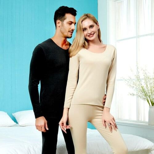 Winter Self Heating Underwear Suit Men Women Thermal Underwear Suit Warm Lovers Seamless Underwear Set Long Johns M-3XL KH001