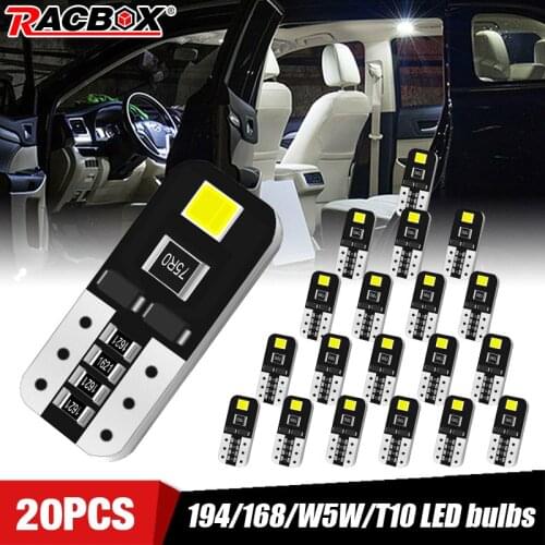 10/20/50 Pcs White Led Bulbs T10 W5W 12V 6000K For License Plate Lights Rear Side Marker Lights Parking Lights Taillight