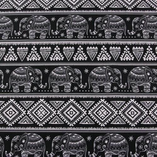 100% Cotton Cartoon Elephants In White and Black Fabric for Baby Clothes Hometextile Cushion Cover DIY Needlework Material