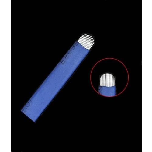 100 Pcs 0.20mm U15 Permanent Makeup Manual Eyebrow Tattoo Needles Blade For 3D Embroidery Microblading Tattoo Pen Machine