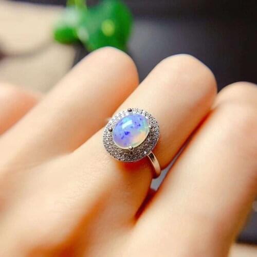 100% Natural And Real Opal Ring 925 Sterling Silver Ring for Women Wedding Ring