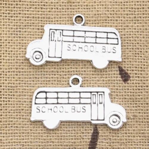 15pcs Charms School Bus 13x23mm Antique Tibetan Silver Color Pendant Findings Accessories DIY Vintage Choker Handmade Jewelry