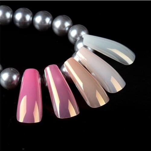 240pcs Square Long Coffin Ballerina Fake Nails Pigment Gel Tips Nude Base Color Artificial Nail Art False Fingernail Salon DIY