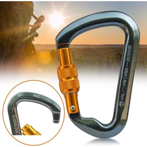 30KN Screw Door Lock Carabiner D Type Ring Hook Outdoor Downhill Climbing Equipment Safety Hook outdoor camping fishing tools