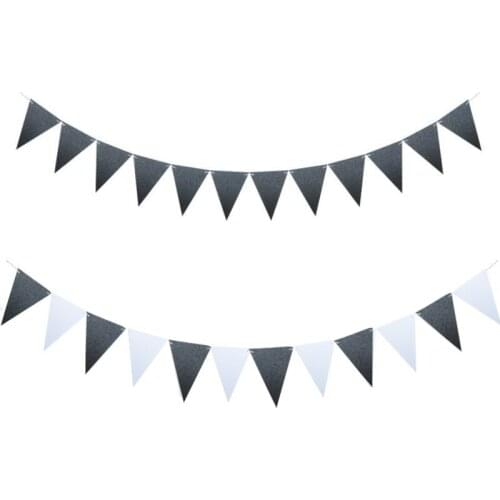 4M 12 Flags Black White Pennants Solemn Banner Government Party Funeral Ceremony Pennants Decoration Outdoor Wedding Supplies