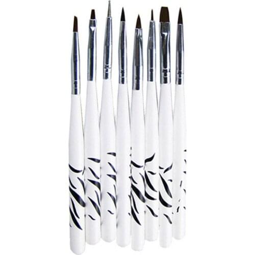 8pcs Nail Art Brush Set Acrylic Powder Carving Pen French Stripes Lines Liner Painting Drawing Dotting Brushes Manicure Tool