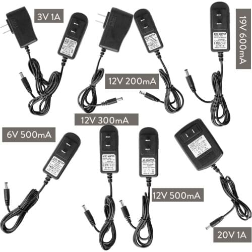 DC 12V 3V 6V 19V 20V 1A 200mA 300mA 500mA 600mA US EU Plug Power Supply Adapter Transformer For LED Strip light Input 100-240V