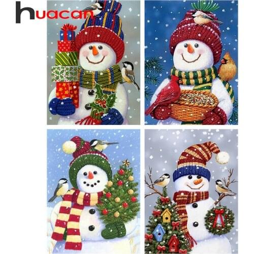 Huacan 5D Diamond Painting New Arrivals Snowman Diamond Mosaic Embroidery Winter Cartoon Handmade Gift Christmas Decoration