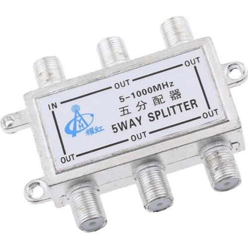 Aluminum Alloy 5 Way Ports PCB High Performance MATV/ CATV Coaxial Cable Splitter for Satellite TV Antenna Signals 5-2050MHz
