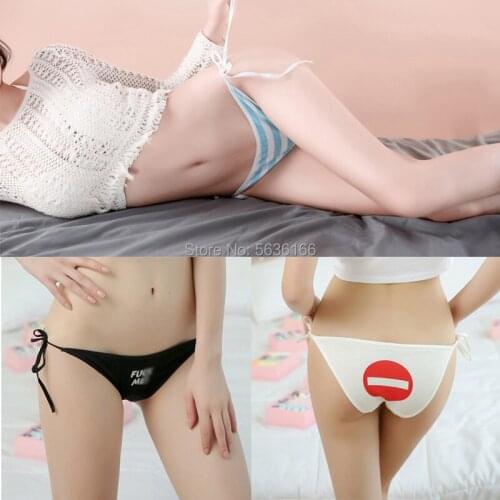 Free Size Japanese Girl Stripe Bandage Panties Cotton Harajuku Cute Sexy Underpants Pink Blue Red Underwear Cosplay