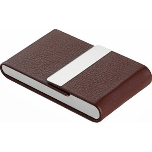 Large Capacity Vertical Business Card Case PU Leather Middle Magnetic Card ID holder Bank Credit Card Package Custom name logo