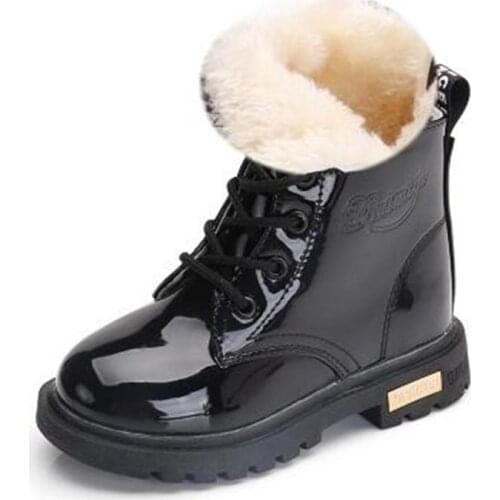 2021 New Winter Children Shoes PU Leather Waterproof Martin Boots Kids Snow Boots Brand Girls Boys Rubber Boots Fashion Sneakers