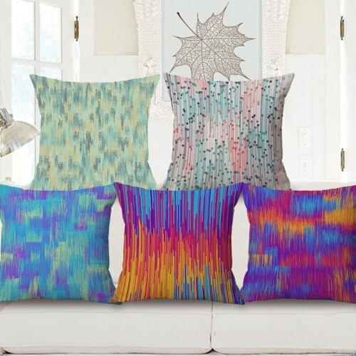 Decorative Cotton Linen Cushion Cover 45X45Cm Capa de Dlmofada Sofa Bedding Throw Pillow Case Colorful Dot Geometric Casual