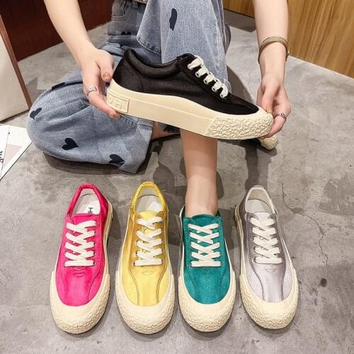 Canvas Sneakers Ladies 2021 New Fashion Casual Walking Comfortable Lace-up Student Summer Ladies Outdoor All-match Running Shoes