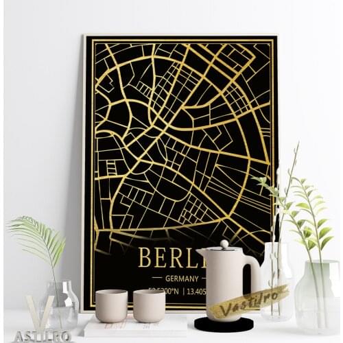 World City Travel Map Poster Germany Berlin Line Drawing Creative Art Print Wall Picture Modern Minimalist Study Room Home Decor