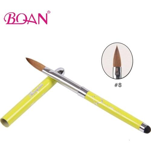 BQAN Nail Brush Metal Handle Nail Art Kolinsky Sable Acrylic Brush Pen #8 Liquid Powder DIY Painting Drawing Manicure Tool