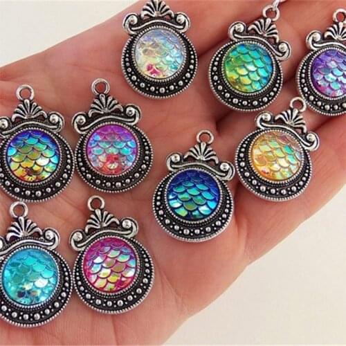 15pcs Mermaid Scale Pendant, Charms Women Jewelry DIY Necklace Bracelet Key Chain Aesthetic Accessories,Jewelry Making Supplies