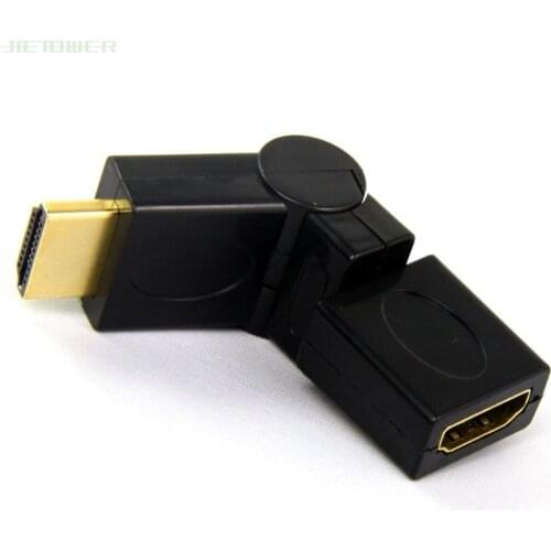 300pcs/lot Hot Sale Mini HDMI 1.4 Angled Type HDMI Male to Female 90 180 360 Degree Rotating Adapter Supports 720i 720p 1080i