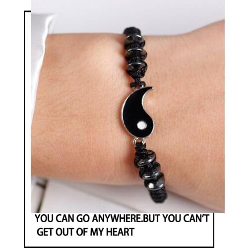 Fashion Couple Bracelet Chinese Style Retro Tai Chi Alloy Accessories Hand Woven Rope Fashion statement gossip bracelet