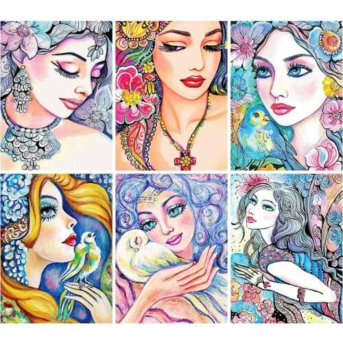 MOONCRESIN Full Square Diamond Painting 5D Woman Diamond Art Embroidery Portrait Mosaic Handmade New Arrival Home Decoration