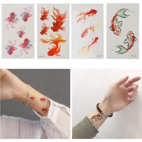 10 Sheet 3D Vivid Goldfish Tattoos Sticker Koi Pond Painting Resin Jewelry Craft Drop Ship