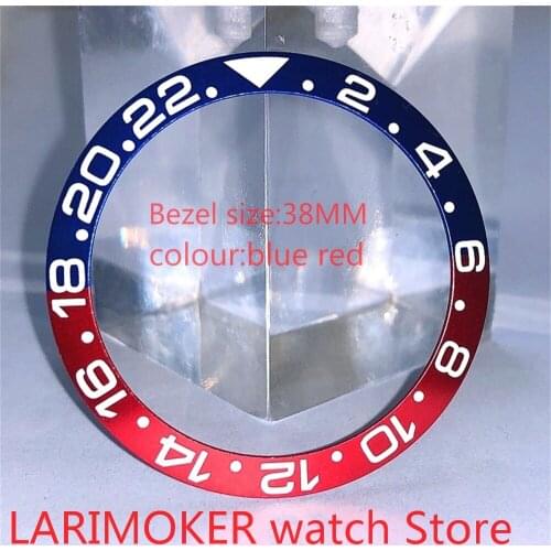 BLIGER brand new high-quality 38mm Ice red blue rotating glass bezel, suitable for 40mm self-winding mens watches