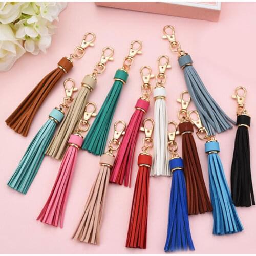 New Fashion Tassel Key Chain Women Cute Tassel KeyChain Bag Accessory Leather Tassels Car Key Ring Fringe Jewelry Trinket