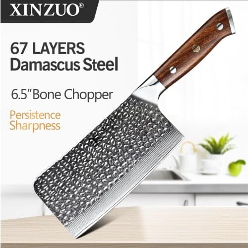 XINZUO 6.5'' in Chopper Knife Japanese Steel Master Chef Kitchen Tool Damascus Stainless Steel Cleaver Knives