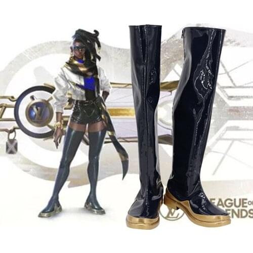 Game True Damage SENNA Cosplay Shoes Adult Black High Boots Shoes Halloween Carnival Props
