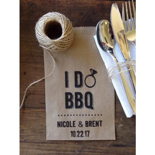 Personalized I Do BBQ Wedding engagement Utensil Holders Rehearsal Dinner party favor gift Bags