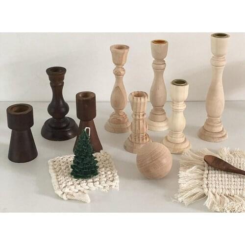 Wood Candlestick Holder Decorative Pillar Candle Holder Decor Accents for Wedding Decorations Parties Everyday Home Decor