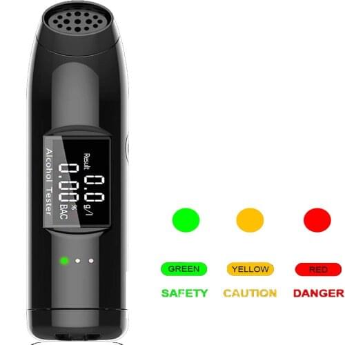 Breath Alcohol Tester Professional Breathalyzer LCD Screen Air Blown Digital Alcohol Detector Backlight USB Charger Keychain