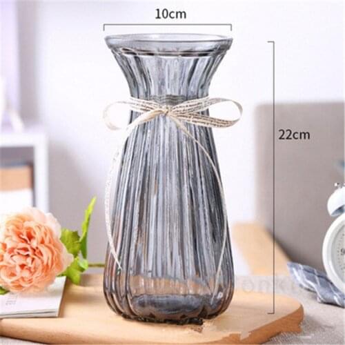 Transparent Solid Glass Vase Dried Flowers Glass Containers Flower Vases Wedding Decoration Table Centerpieces Flowerpot