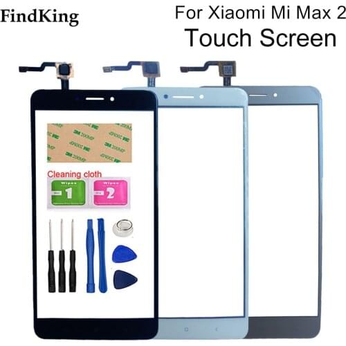6.44'' Touch Screen For Xiaomi Mi Max 2 Touch Screen Glass Digitizer Panel Front Glass For Xiaomi Max 2 Sensor Adhesive