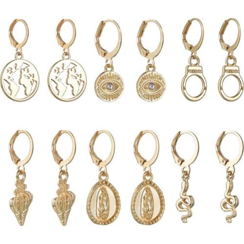 Hoop Earrings for Women Gold Cactus Shell Snake Earring Hoops Statement Ear Rings Fashion Cross Charm Earings Jewelry Gifts