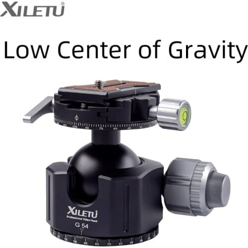 XILETU G-54 Tripod Ball Head 360 Degree Double Panoramic Photography Aluminum Ballhead Heavy Duty With Quick Release Plate