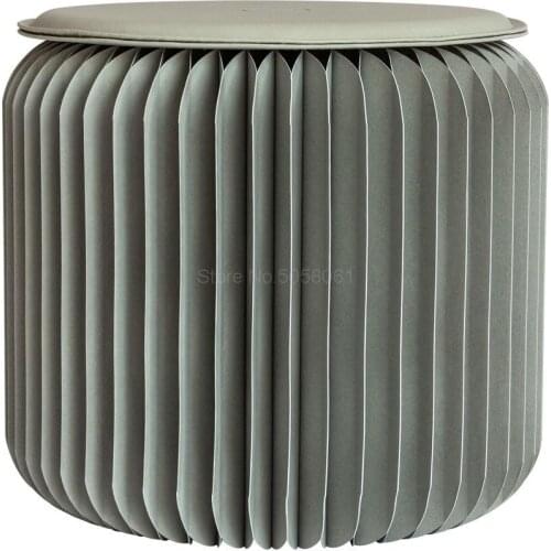 Folding Stool Grey Space Art Design Small Round Stool Fashion Creative Household Contracted Tea Table