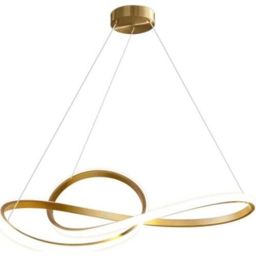 Modern Gold Ring Acrylic Led Suspension Creative Simple Metal Dining Room Bar Foyer Pendant Light 2647