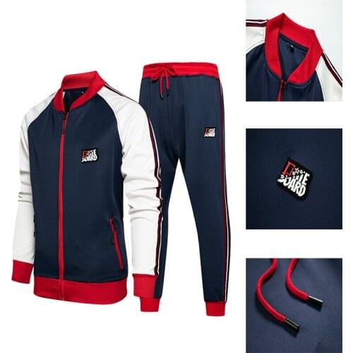 Europe Size Tracksuit Men Zipper Jacket + Sweatpants 2 Pieces Set Male Sportswear Suit Long Sleeve Men Sets Fitness Clothes 2021