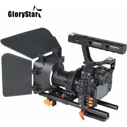 DSLR Video Stabilizer Film Movie Making Camera Cage with 15mm Rod System Rig Kit for Sony A7/A7II/A7s/A7r/A7Rii Panasonic GH4