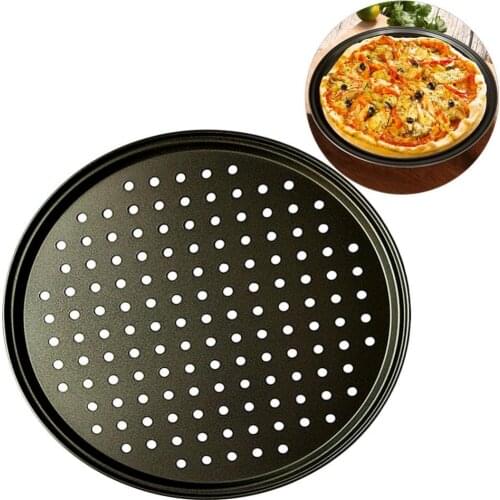 Carbon Pizza Baking Pan Mesh Baking Tray Plate Round Non-stick Pizza Mould Oven Crepes Pan Heat Resistance Bakeware Baking Tool