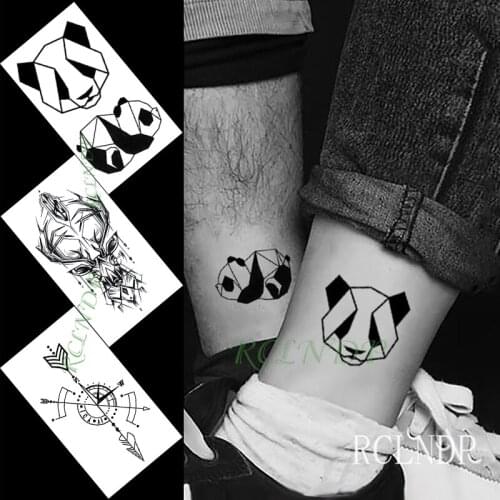 Waterproof Temporary Tattoo Sticker panda deer compass arrow small art tatto flash tatoo fake tattoos for women men kid