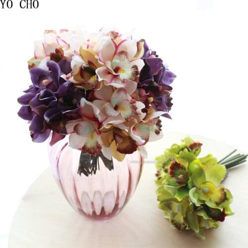YO CHO 7 flower heads/piece artificial flowers cheap orchid decoration flower for home decoration